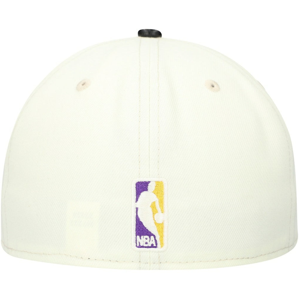 White/Black Los Angeles Lakers Faux Leather Visor Two-Tone 59FIFTY Fitted Hat | NBA