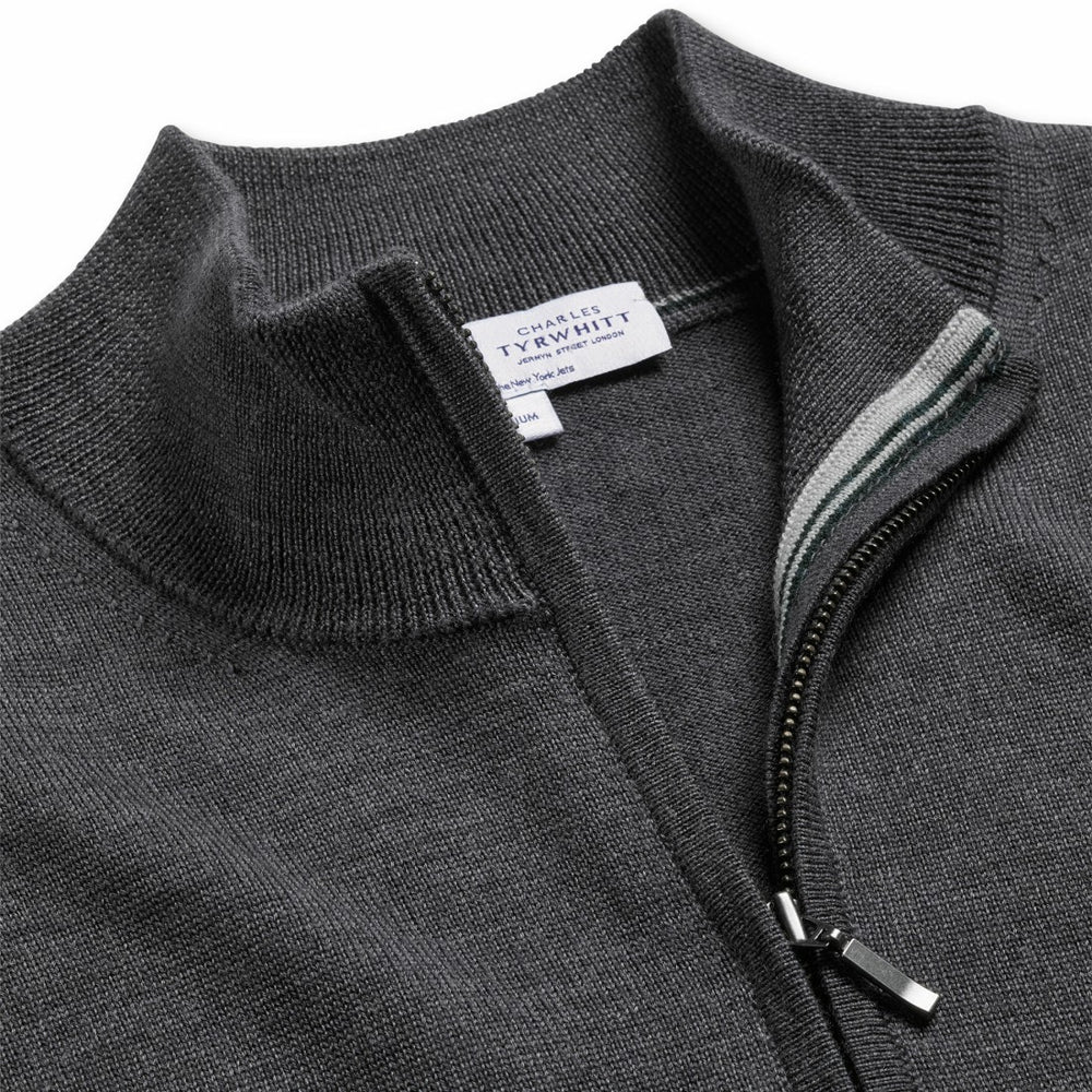 New York Jets Charles Tyrwhitt Merino Quarter-Zip Pullover Sweater | NFL Online