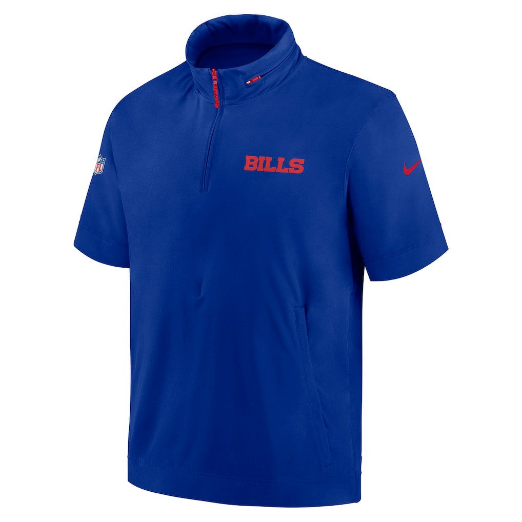 Buffalo Bills 2024 Sideline Coach Short Sleeve Half-Zip Hoodie Jacket | NFL Discount