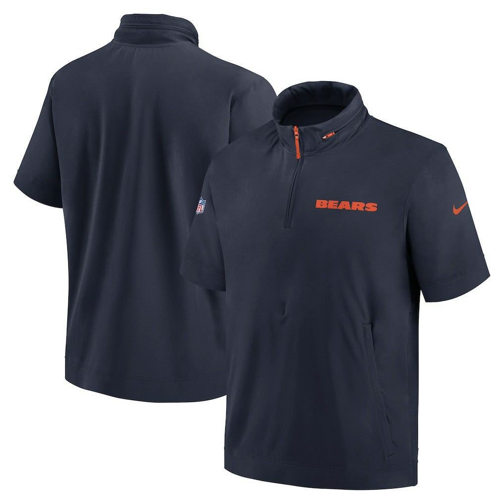 Chicago Bears 2024 Sideline Coach Short Sleeve Half-Zip Hoodie Jacket | NFL New