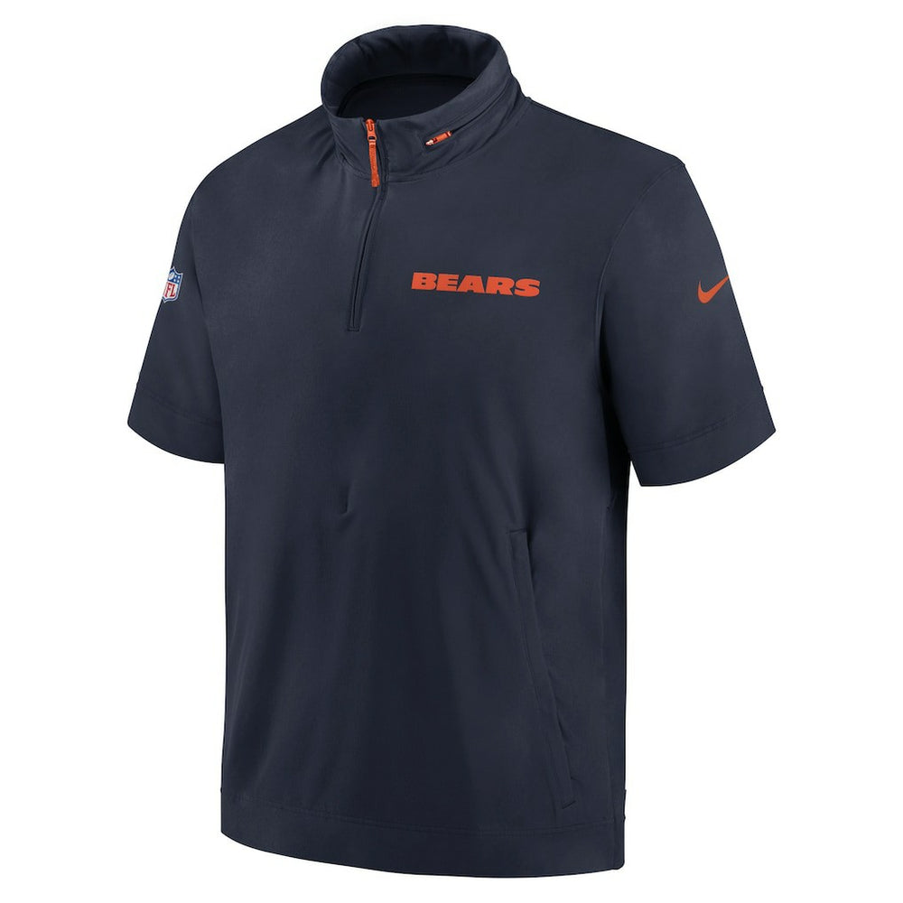 Chicago Bears 2024 Sideline Coach Short Sleeve Half-Zip Hoodie Jacket | NFL New
