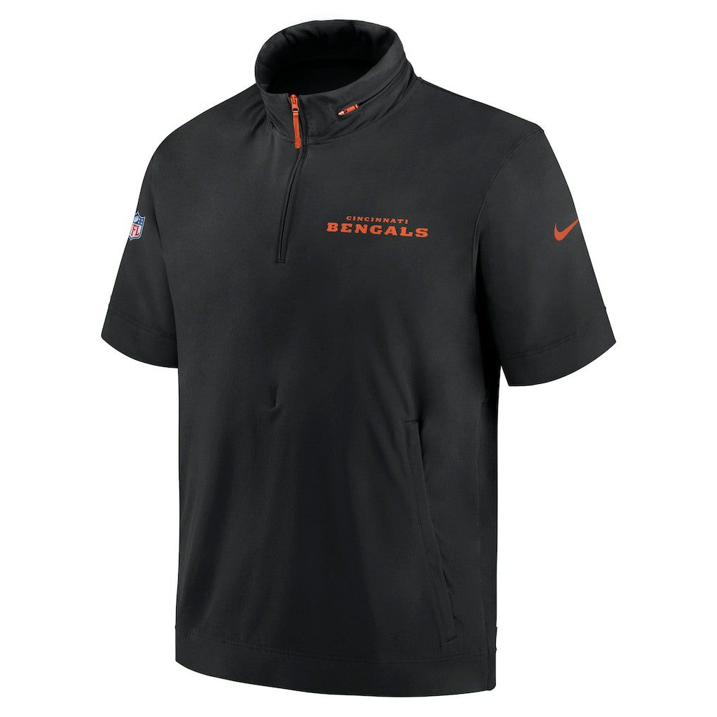 Cincinnati Bengals 2024 Sideline Coach Short Sleeve Half-Zip Hoodie Jacket | NFL Outlet