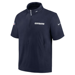 Dallas Cowboys 2024 Sideline Coach Short Sleeve Half-Zip Hoodie Jacket | NFL New