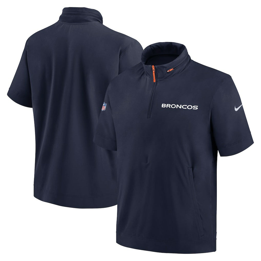 Denver Broncos 2024 Sideline Coach Short Sleeve Half-Zip Hoodie Jacket | NFL Sale