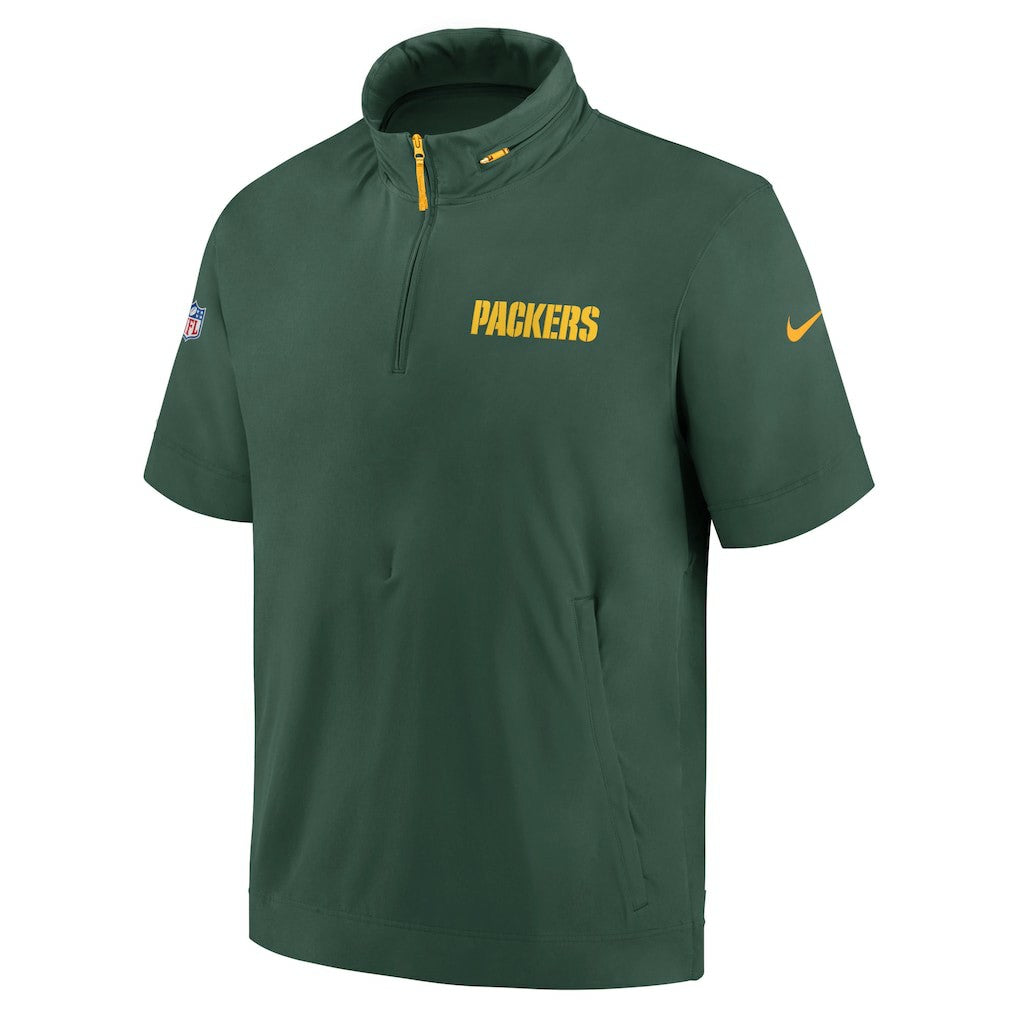Green Bay Packers 2024 Sideline Coach Short Sleeve Half-Zip Hoodie Jacket | NFL US