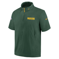 Green Bay Packers 2024 Sideline Coach Short Sleeve Half-Zip Hoodie Jacket | NFL US