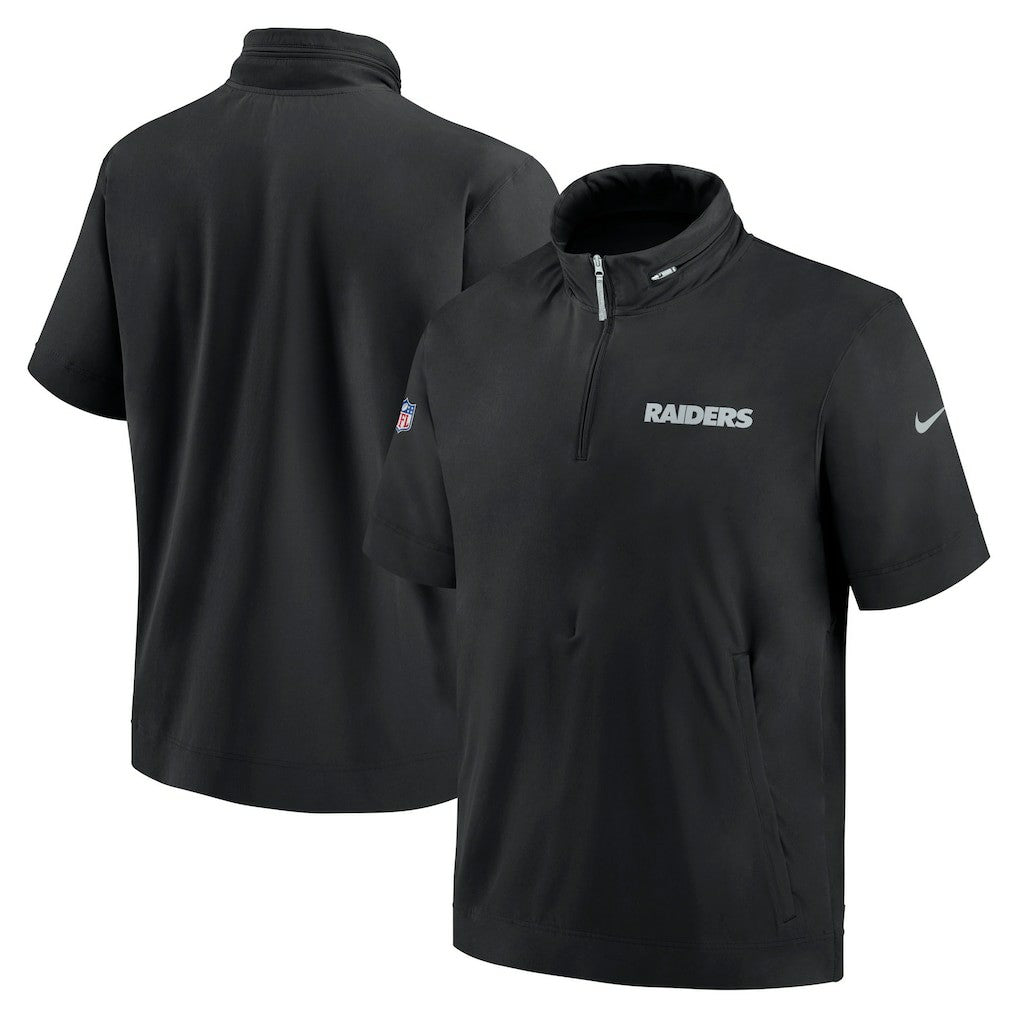 Las Vegas Raiders 2024 Sideline Coach Short Sleeve Half-Zip Hoodie Jacket | NFL Near me