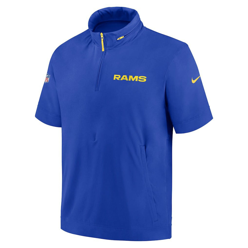Los Angeles Rams 2024 Sideline Coach Short Sleeve Half-Zip Hoodie Jacket | NFL Outlet