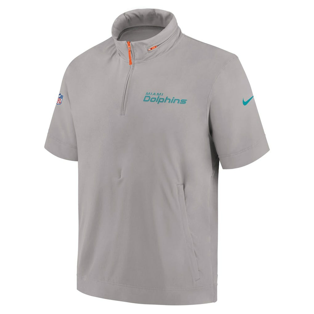 Miami Dolphins 2024 Sideline Coach Short Sleeve Half-Zip Hoodie Jacket | NFL Discount