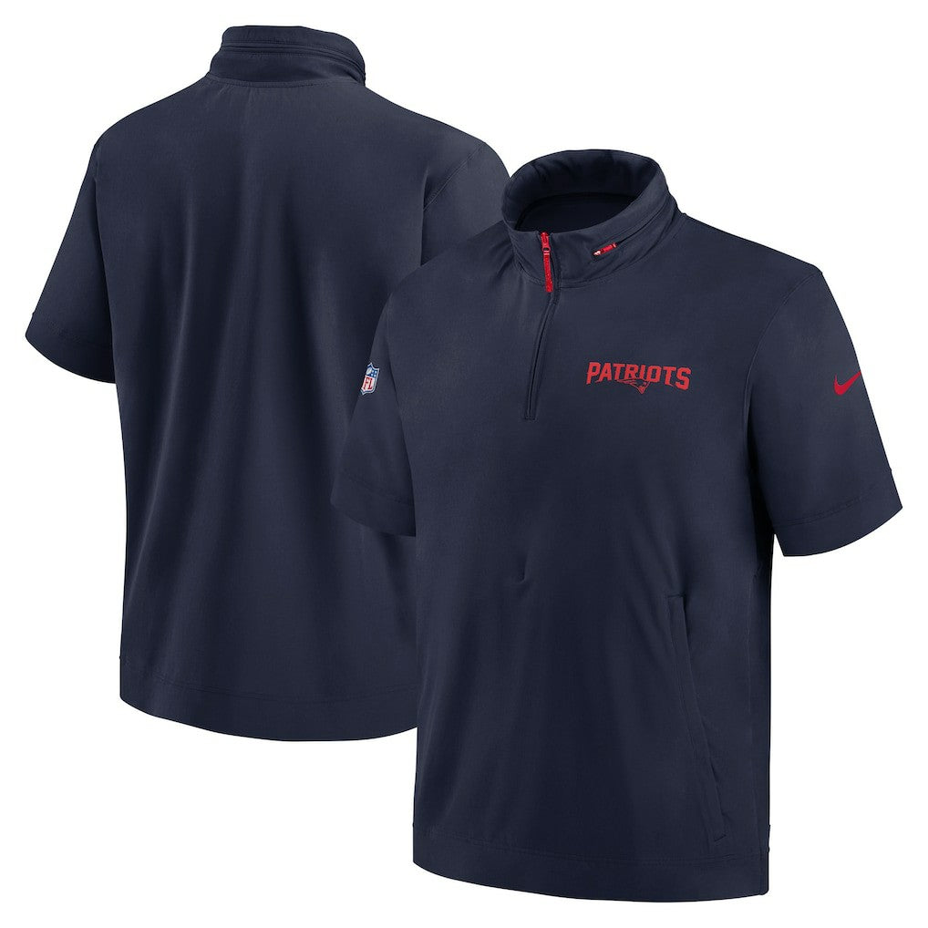 New England Patriots 2024 Sideline Coach Short Sleeve Half-Zip Hoodie Jacket | NFL On sale