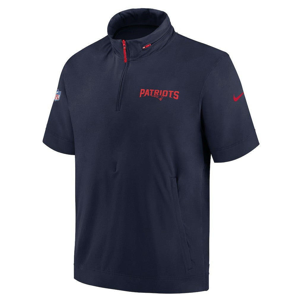 New England Patriots 2024 Sideline Coach Short Sleeve Half-Zip Hoodie Jacket | NFL On sale