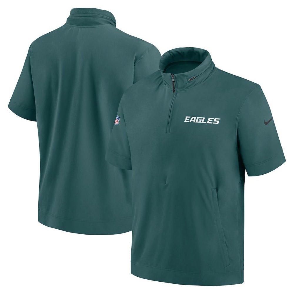 Philadelphia Eagles 2024 Sideline Coach Short Sleeve Half-Zip Hoodie Jacket | NFL Hot