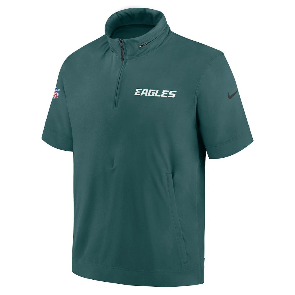 Philadelphia Eagles 2024 Sideline Coach Short Sleeve Half-Zip Hoodie Jacket | NFL Hot