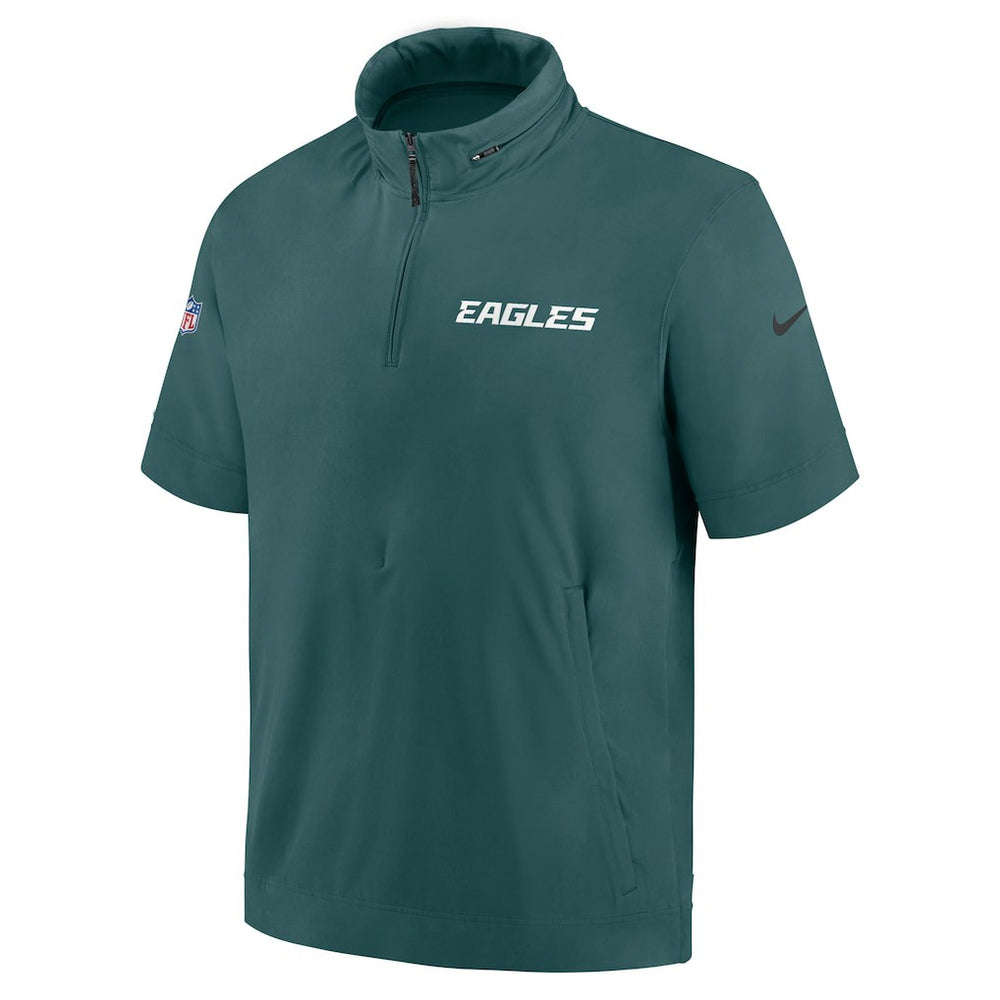 Philadelphia Eagles 2024 Sideline Coach Short Sleeve Half-Zip Hoodie Jacket | NFL Hot