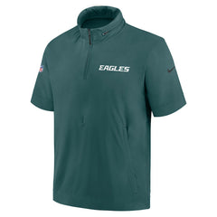 Philadelphia Eagles 2024 Sideline Coach Short Sleeve Half-Zip Hoodie Jacket | NFL Hot