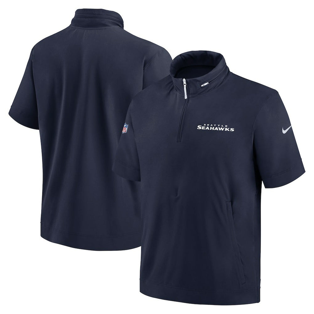 Seattle Seahawks 2024 Sideline Coach Short Sleeve Half-Zip Hoodie Jacket | NFL Hot
