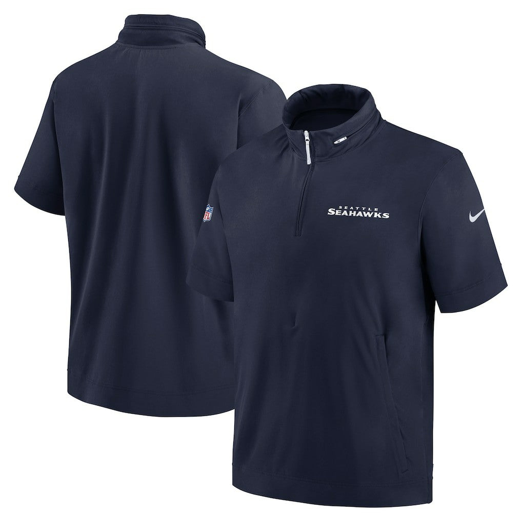 Seattle Seahawks 2024 Sideline Coach Short Sleeve Half-Zip Hoodie Jacket | NFL Hot