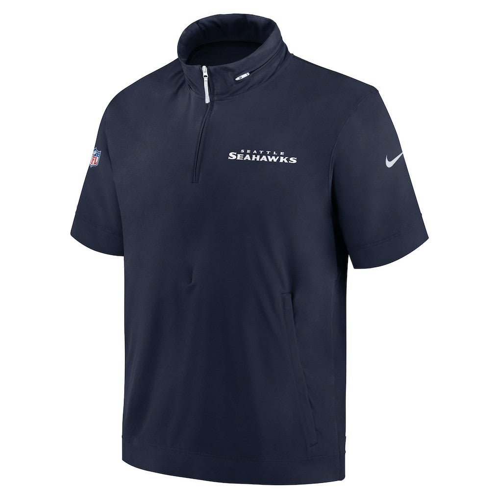 Seattle Seahawks 2024 Sideline Coach Short Sleeve Half-Zip Hoodie Jacket | NFL Hot