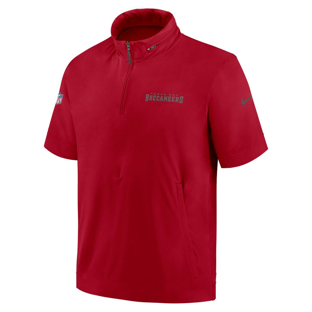 Tampa Bay Buccaneers 2024 Sideline Coach Short Sleeve Half-Zip Hoodie Jacket | NFL Discount