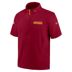 Washington Commanders 2024 Sideline Coach Short Sleeve Half-Zip Hoodie Jacket | NFL Discount