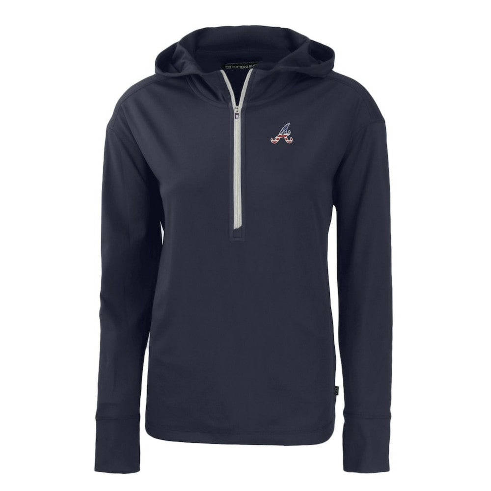 Atlanta Braves Cutter & Buck Women's Daybreak Eco Recycled Half-Zip Hoodie - MLB Hoodies