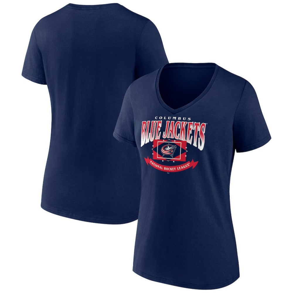 Columbus Blue Jackets Women's Slapshot V-Neck T-Shirt -  NHL T-shirts