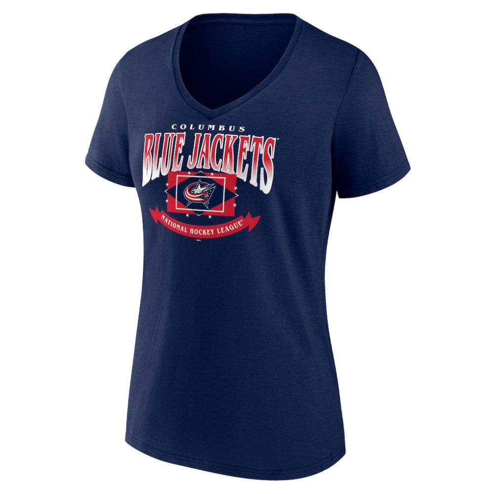 Columbus Blue Jackets Women's Slapshot V-Neck T-Shirt -  NHL T-shirts