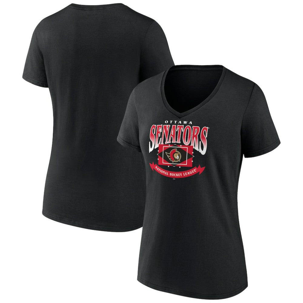 Ottawa Senators Women's Slapshot V-Neck T-Shirt -  NHL T-shirts