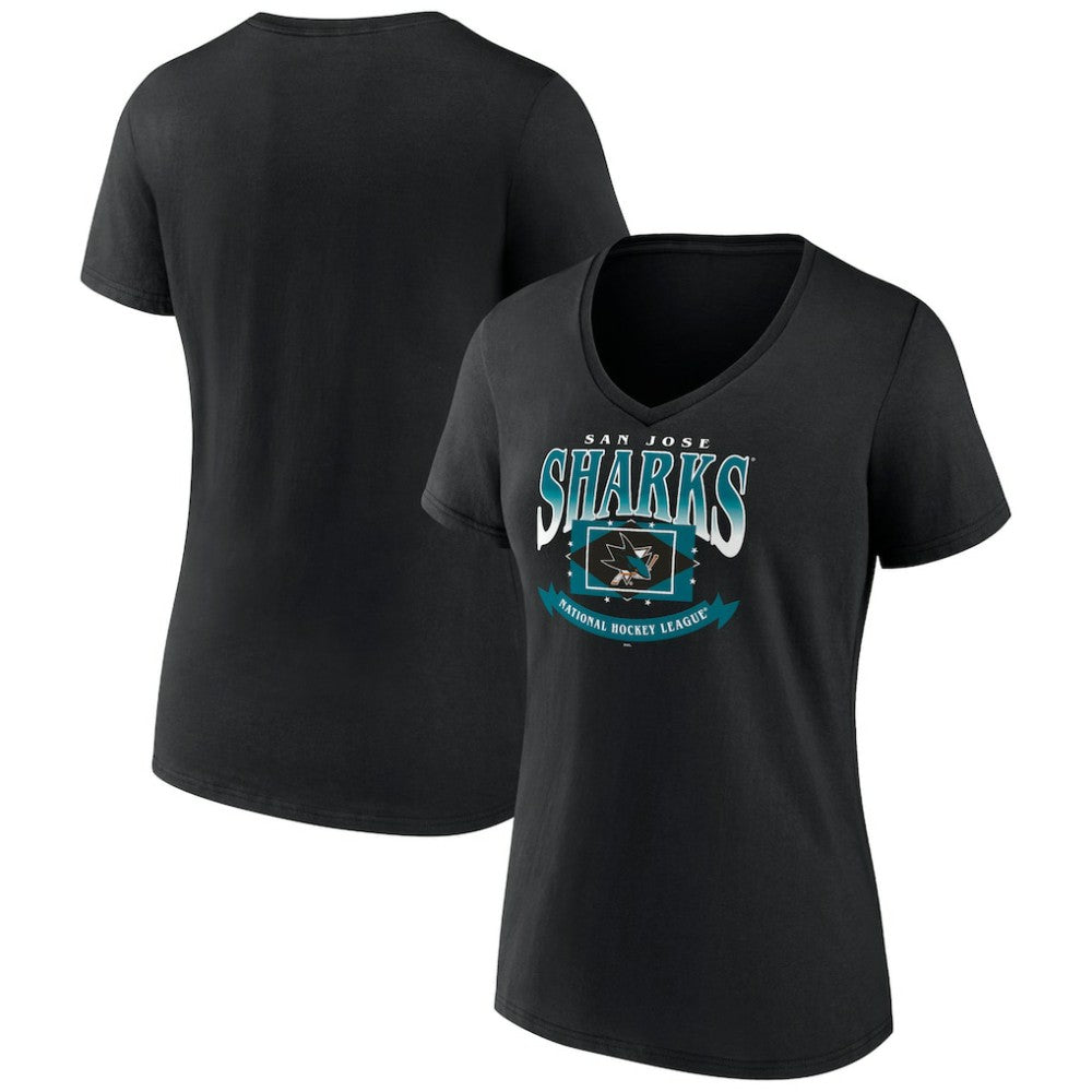 San Jose Sharks Women's Slapshot V-Neck T-Shirt -  NHL T-shirts