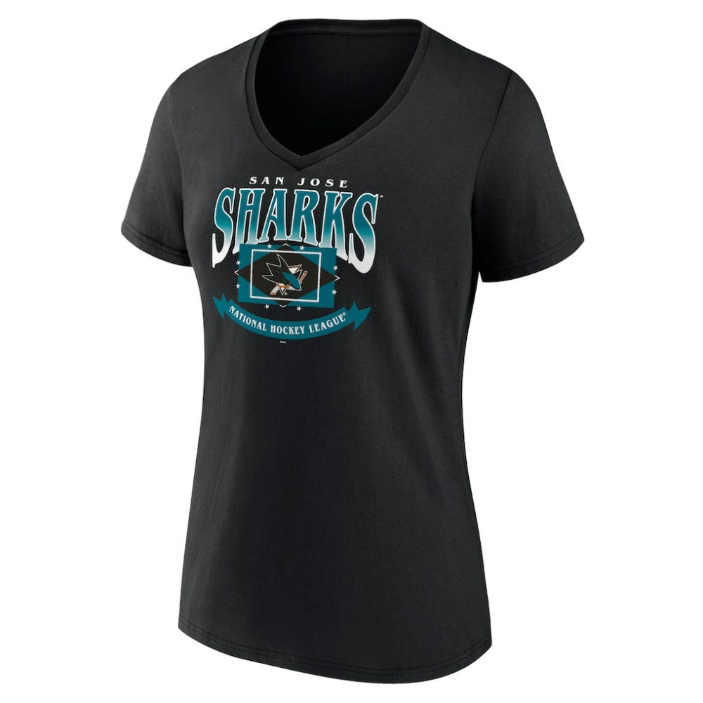 San Jose Sharks Women's Slapshot V-Neck T-Shirt -  NHL T-shirts