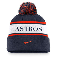 Houston Astros Nike Team Stripe Peak Cuffed Knit Hat with Pom - MLB Hats