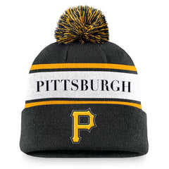 Pittsburgh Pirates Nike Team Stripe Peak Cuffed Knit Hat with Pom - MLB Hats