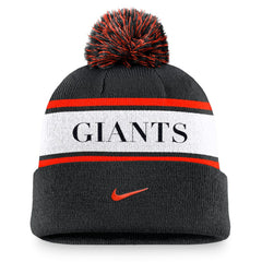 San Francisco Giants Nike Team Stripe Peak Cuffed Knit Hat with Pom - MLB Hats