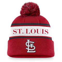 St. Louis Cardinals Nike Team Stripe Peak Cuffed Knit Hat with Pom - MLB Hats