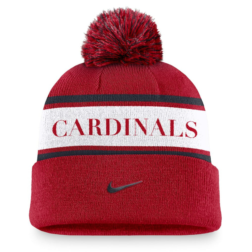 St. Louis Cardinals Nike Team Stripe Peak Cuffed Knit Hat with Pom - MLB Hats
