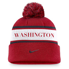 Washington Nationals Nike Team Stripe Peak Cuffed Knit Hat with Pom - MLB Hats