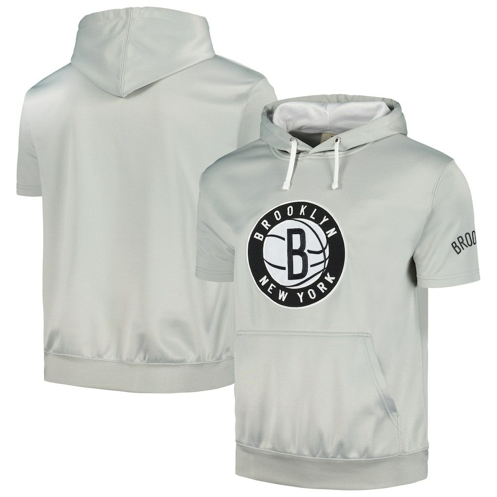 Silver/White Brooklyn Nets Short Sleeve Pullover Hoodie | NBA