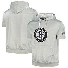 Silver/White Brooklyn Nets Short Sleeve Pullover Hoodie | NBA