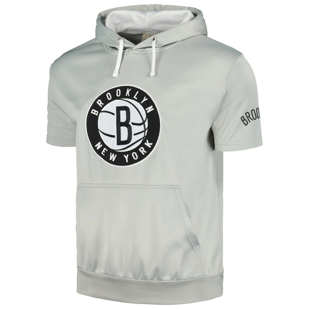 Silver/White Brooklyn Nets Short Sleeve Pullover Hoodie | NBA