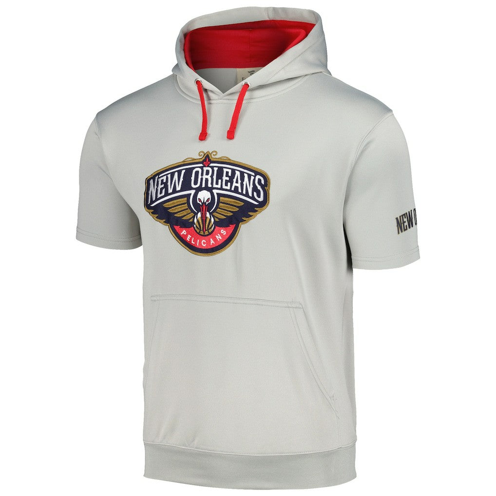 Silver/Red New Orleans Pelicans Short Sleeve Pullover Hoodie | NBA