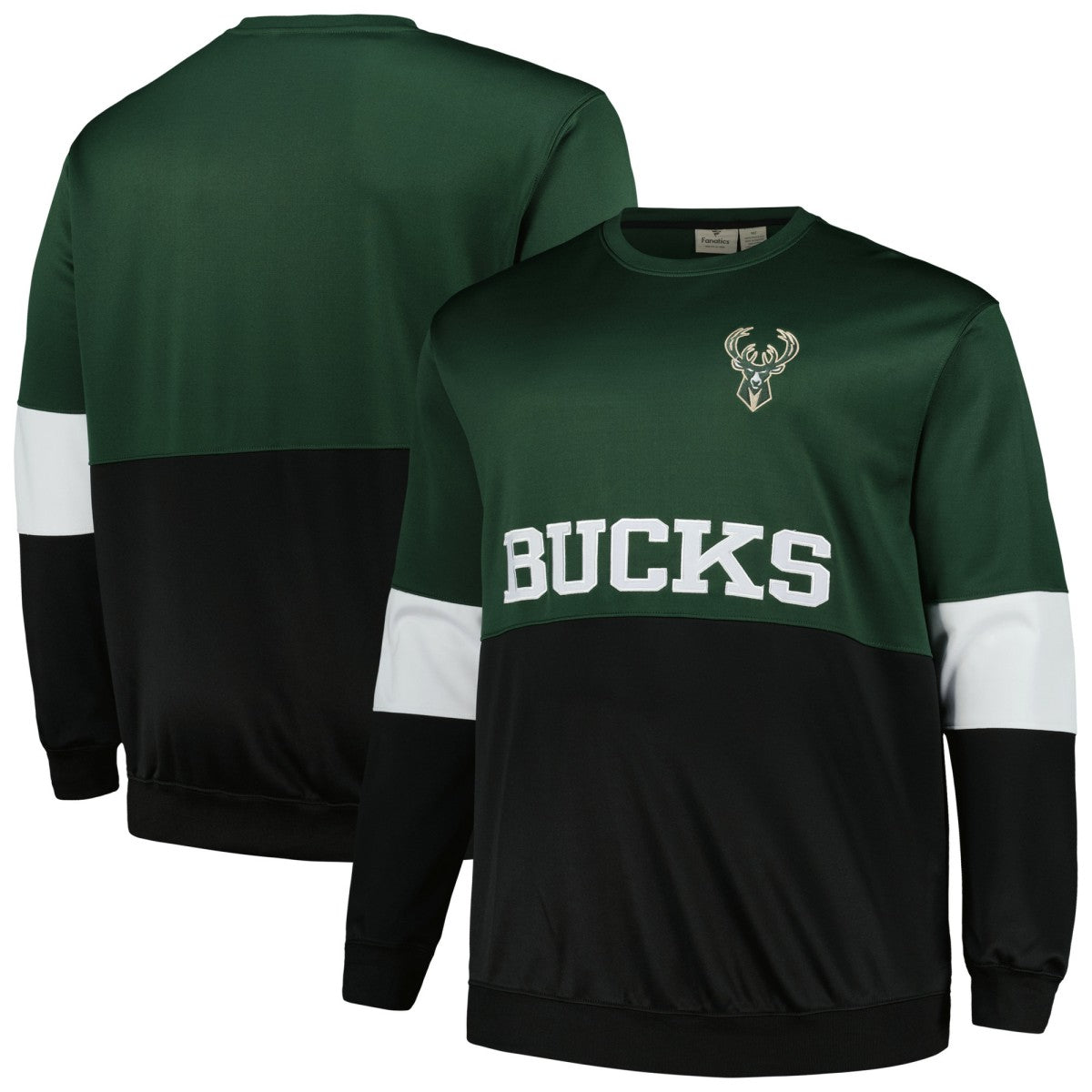 Hunter Green/Black Milwaukee Bucks Big & Tall Split Pullover Sweatshirt | NBA