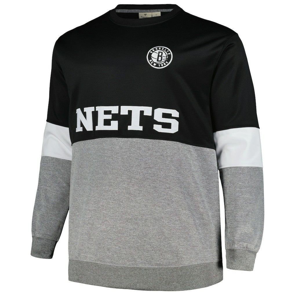 Black/Heather Gray Brooklyn Nets Big & Tall Split Pullover Sweatshirt | NBA
