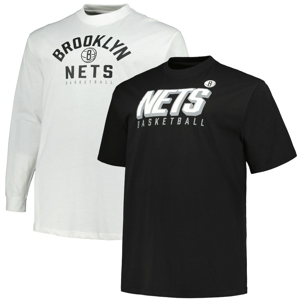 Black/White Brooklyn Nets Big & Tall Short Sleeve & Long Sleeve T-Shirt Set | NBA