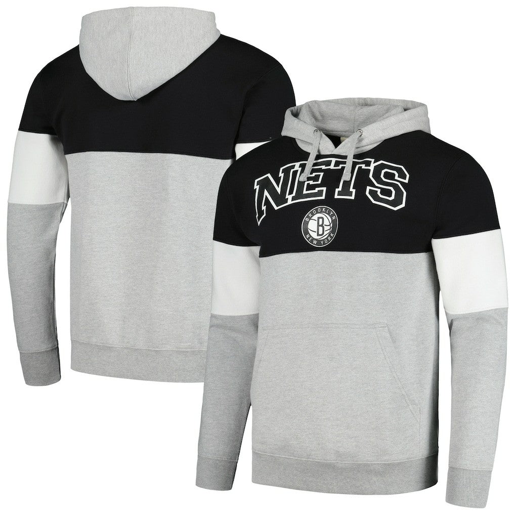 Black Brooklyn Nets Contrast Pieced Pullover Hoodie | NBA