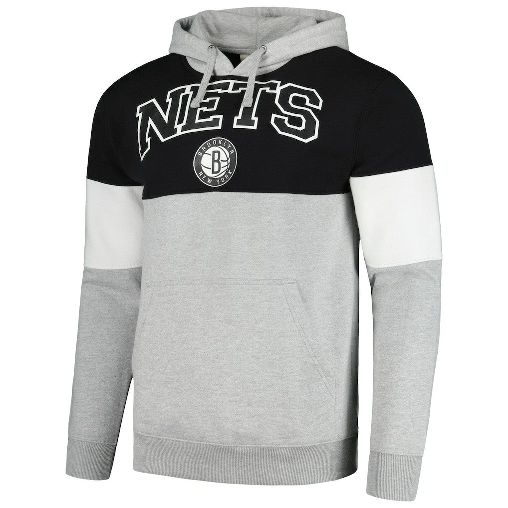 Black Brooklyn Nets Contrast Pieced Pullover Hoodie | NBA