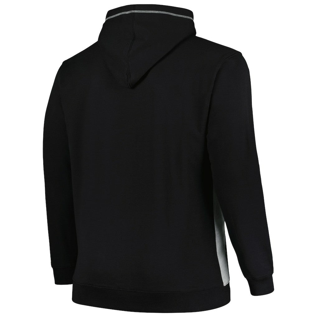 Black/Heather Gray Brooklyn Nets Big & Tall Contrast Pieced Stitched Full-Zip Hoodie | NBA
