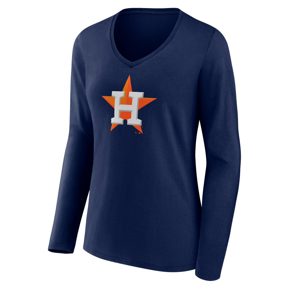 Houston Astros Fanatics Women's Official Logo V-Neck Long Sleeve T-Shirt - MLB T-shirts