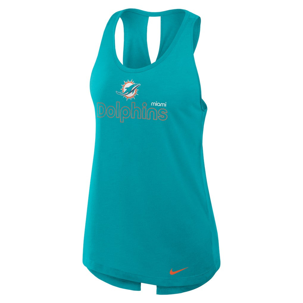 Miami Dolphins Women's Open-Back Crisscross Dri-FIT Tank Top | NFL US