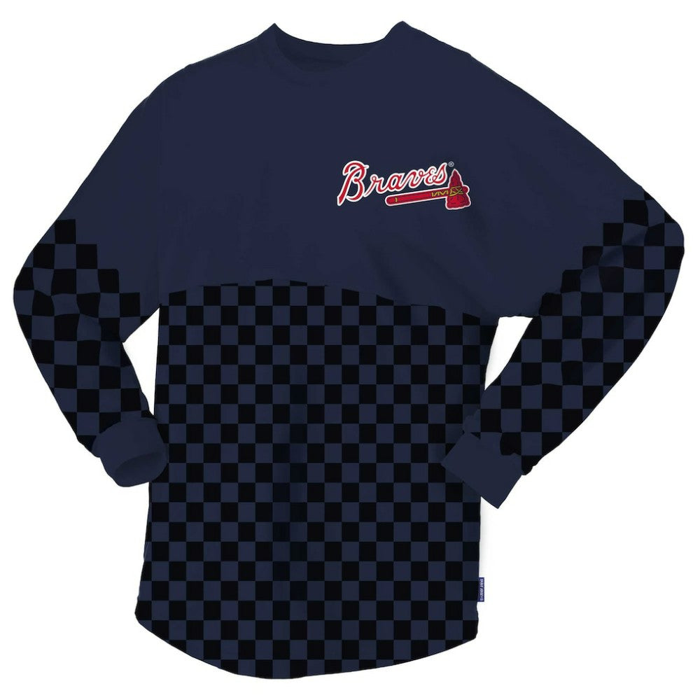Atlanta Braves Fanatics Women's Checker Print Long Sleeve T-Shirt - MLB T-shirts