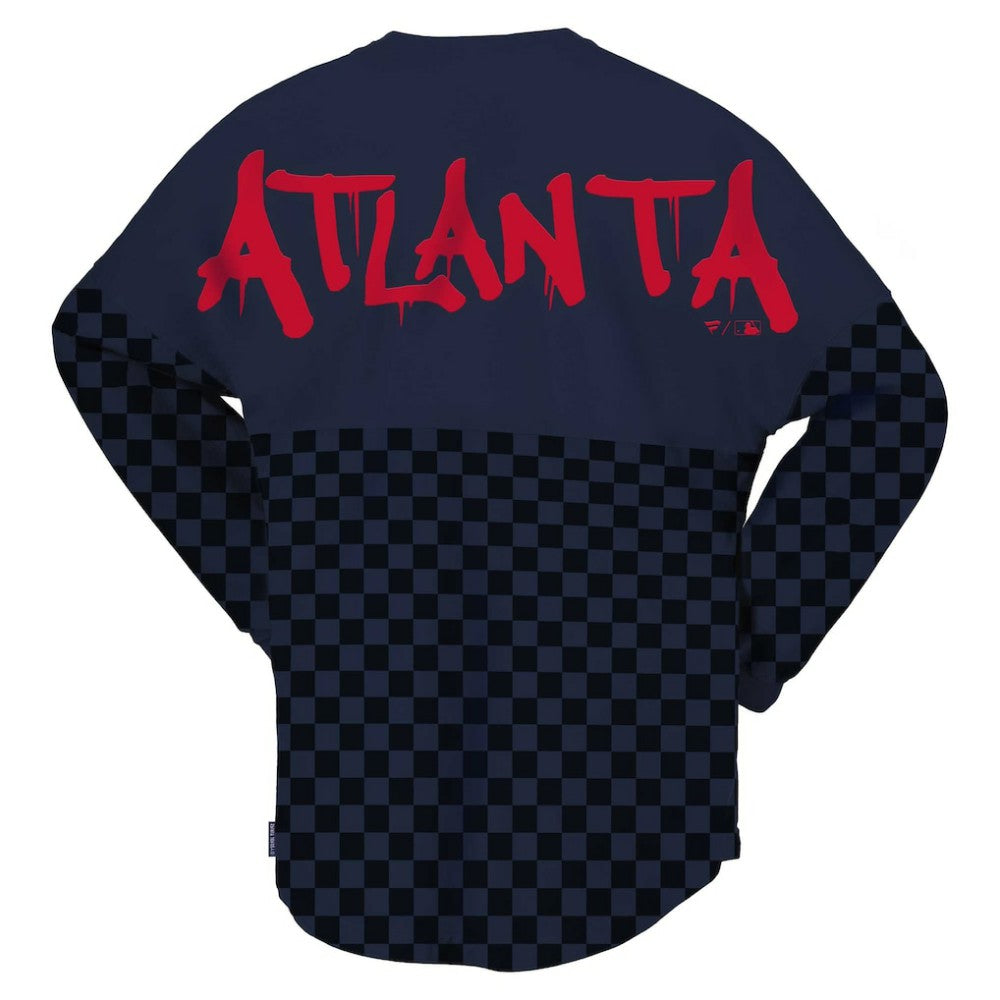 Atlanta Braves Fanatics Women's Checker Print Long Sleeve T-Shirt - MLB T-shirts